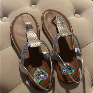 Silver thong sandals